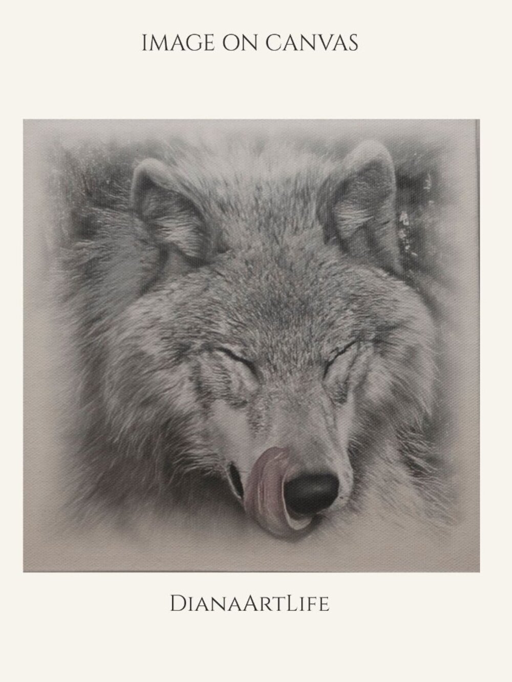 Photograph on Canvas 8" x 8" Wolf Original Art Decor